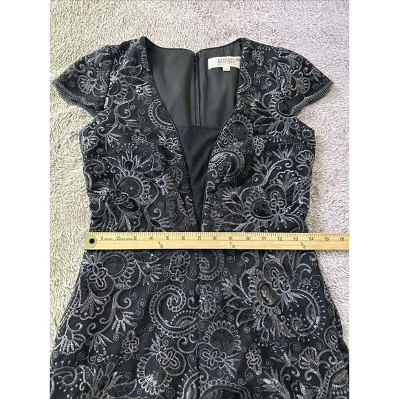 Badgley Mischka  Women’s Romper Corrine Black and Silver Sequin 6 - Picture 13 of 16